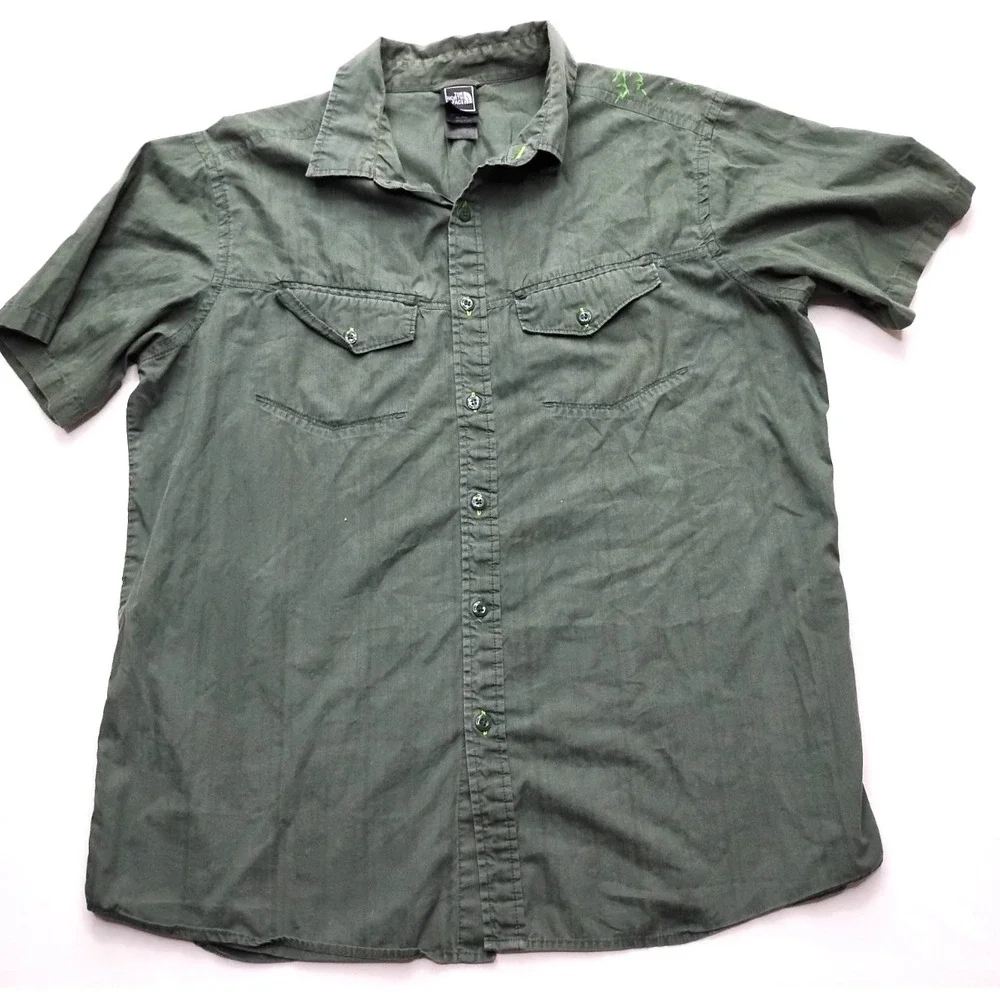 The North Face Shirt Mens XL Green Hiking Button Up